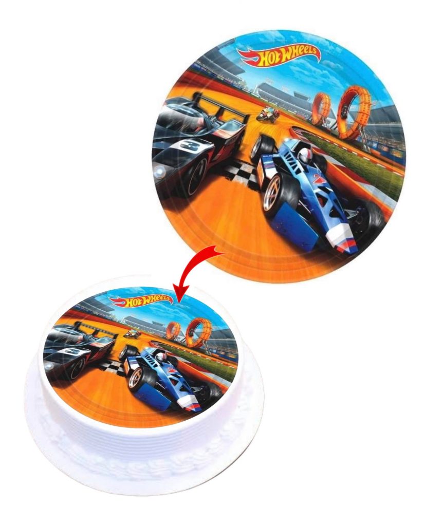 Hot Wheels Edible Cake Topper Round Images Cake Decoration Happy