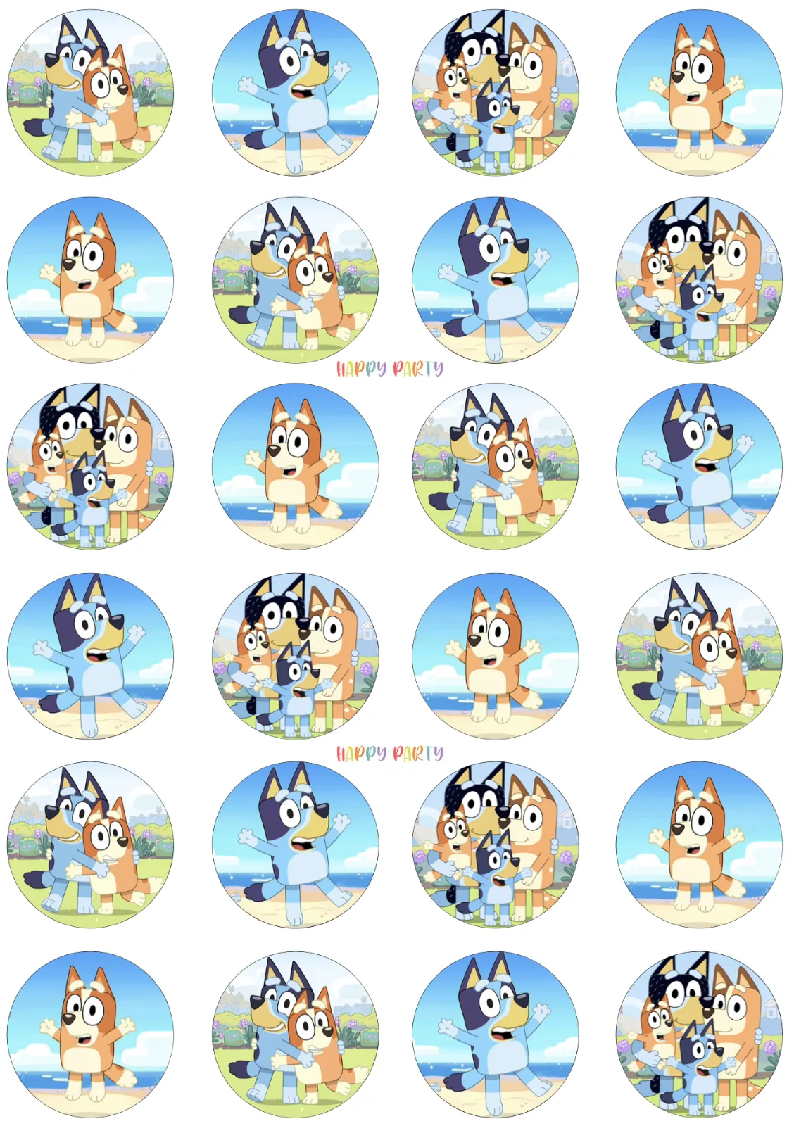 BLUEY Edible Cupcake Toppers 4cm Kids Birthday UNCUT Image