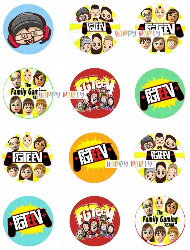 FGTEEV FAMILY EdibleCupcake Toppers 4cm UNCUT Images