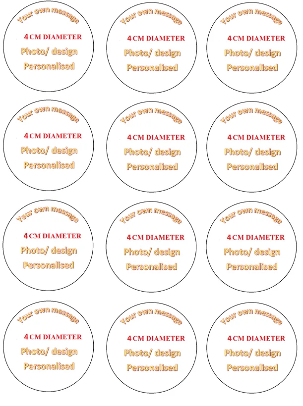 Your Own Photo Design Personalised Edible Cupcake Cake Topper 4cm Decoration Images