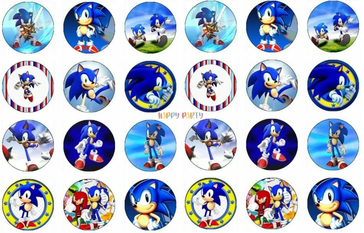 Sonic The Hedgehog Edible Cupcake Toppers 4cm UNCUT Image