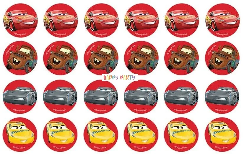Disney Cars McQueen  Edible Cupcake Toppers 4cm UNCUT Images