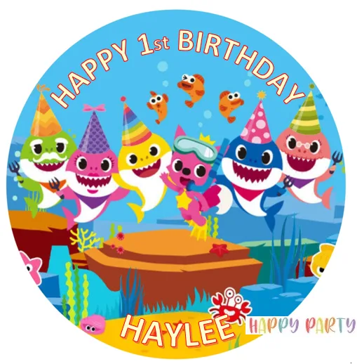 BABY SHARK Personalised Edible Cake Topper Decoration Images