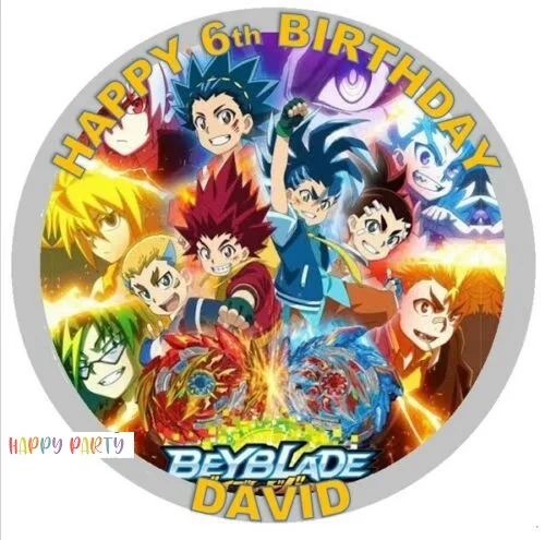 Beyblade Animate Edible Birthday Cake Topper Decoration Round Image