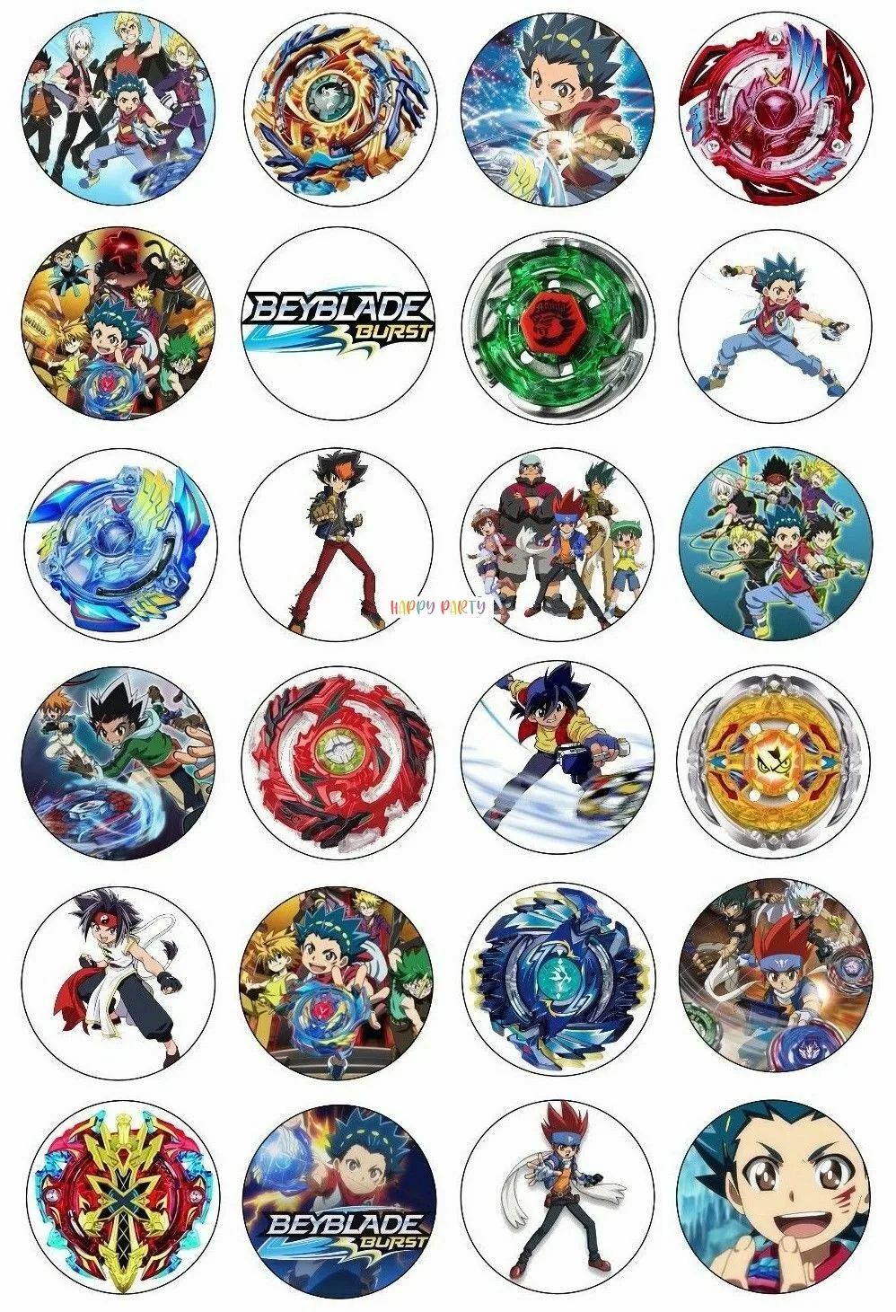 Beyblade Cupcake Toppers 4cm UNCUT Image Cake Decoration