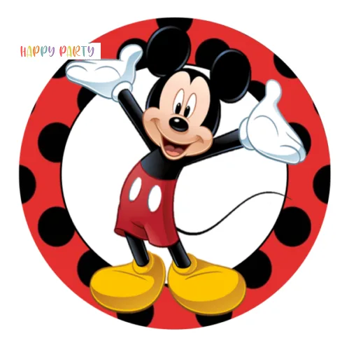 Mickey Mouse Edible Birthday Cake Topper Decoration Round Image