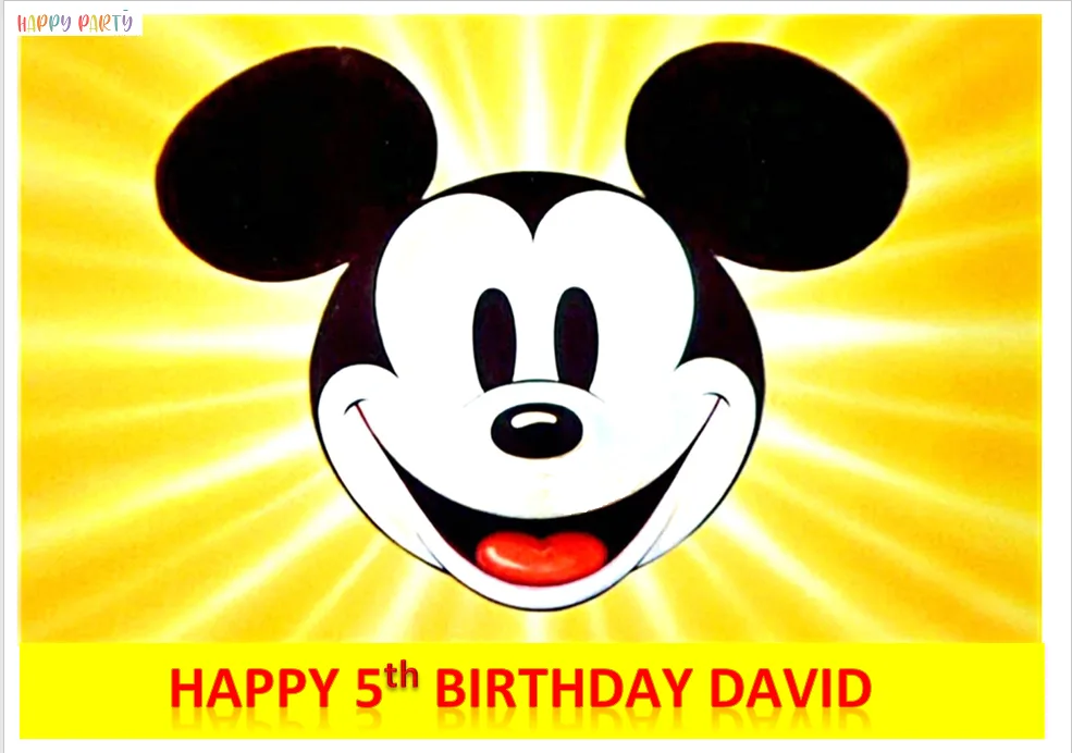 Mickey Mouse Personalized Edible A4 Size Birthday Cake Topper Decoration Images