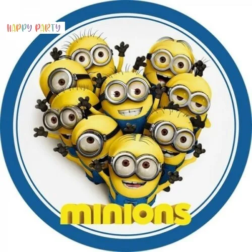 Minions Themes 2 Edible Birthday Cake Topper Decoration Round Image