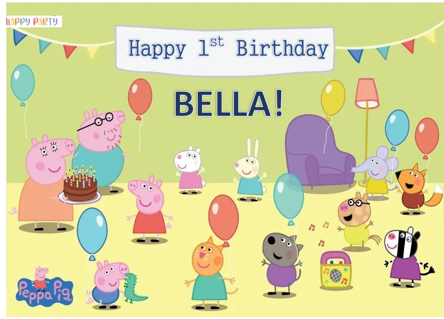 Peppa Pig Personalised Edible A4 Size Birthday Cake Topper Decoration Images