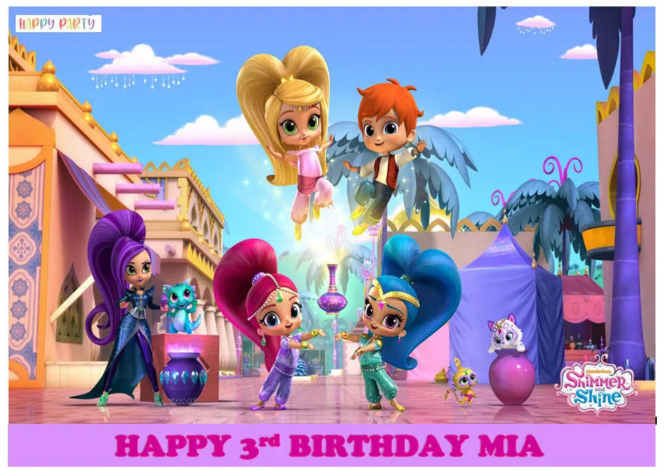 Shimmer and Shine Personalised Edible A4 Size Birthday Cake Topper Decoration Images