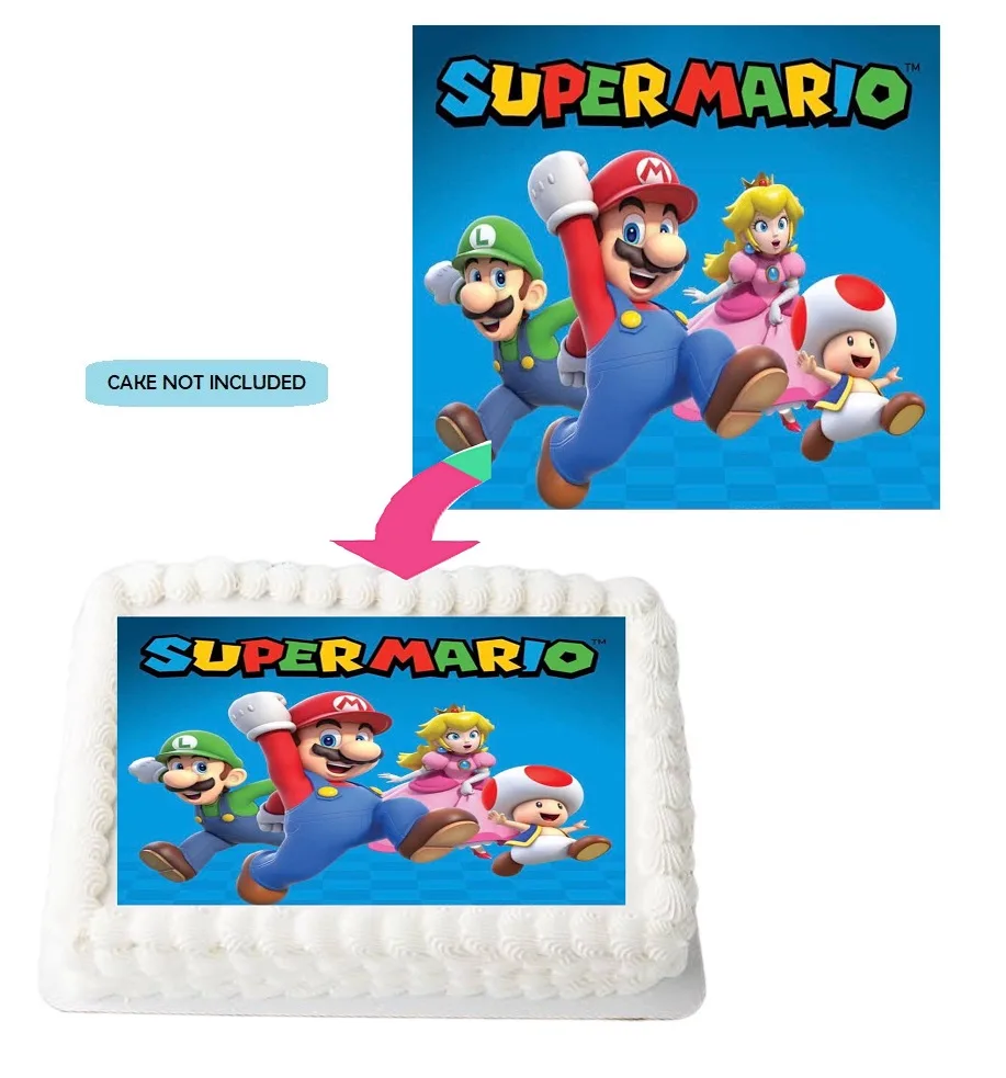 Super Mario Edible A4 Size Birthday Cake Topper Decoration Images