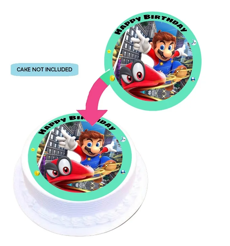 Super Mario Odyssey Edible Cake Topper Round Images Cake Decoration