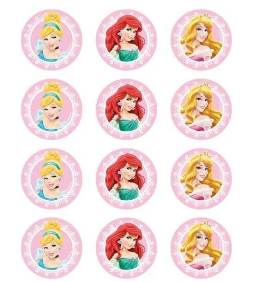 Disney Princess Edible Cupcake Topper 4cm Round Uncut Images Decoration