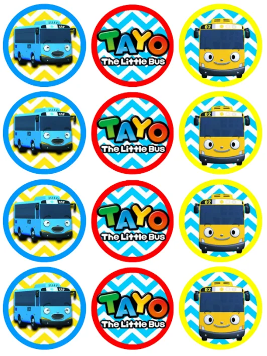 Tayo The Little Bus Edible Cupcake Topper 4cm Round Uncut Images Decoration