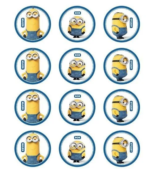 Minions  Edible Cupcake Topper 4cm Round Uncut Images Decoration