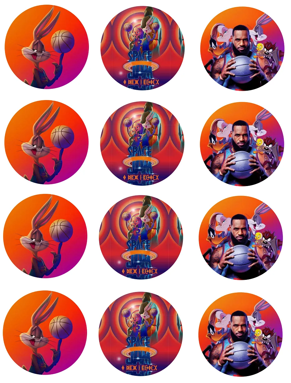 Space Jam 2 Edible Cupcake Topper 4cm Round Uncut Images Decoration