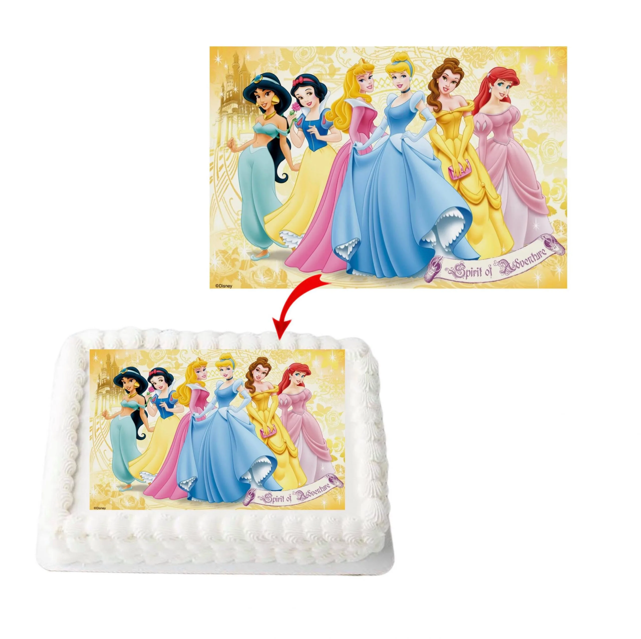 Disney Princess A4 Rectangle Birthday Cake Topper Decoration Images