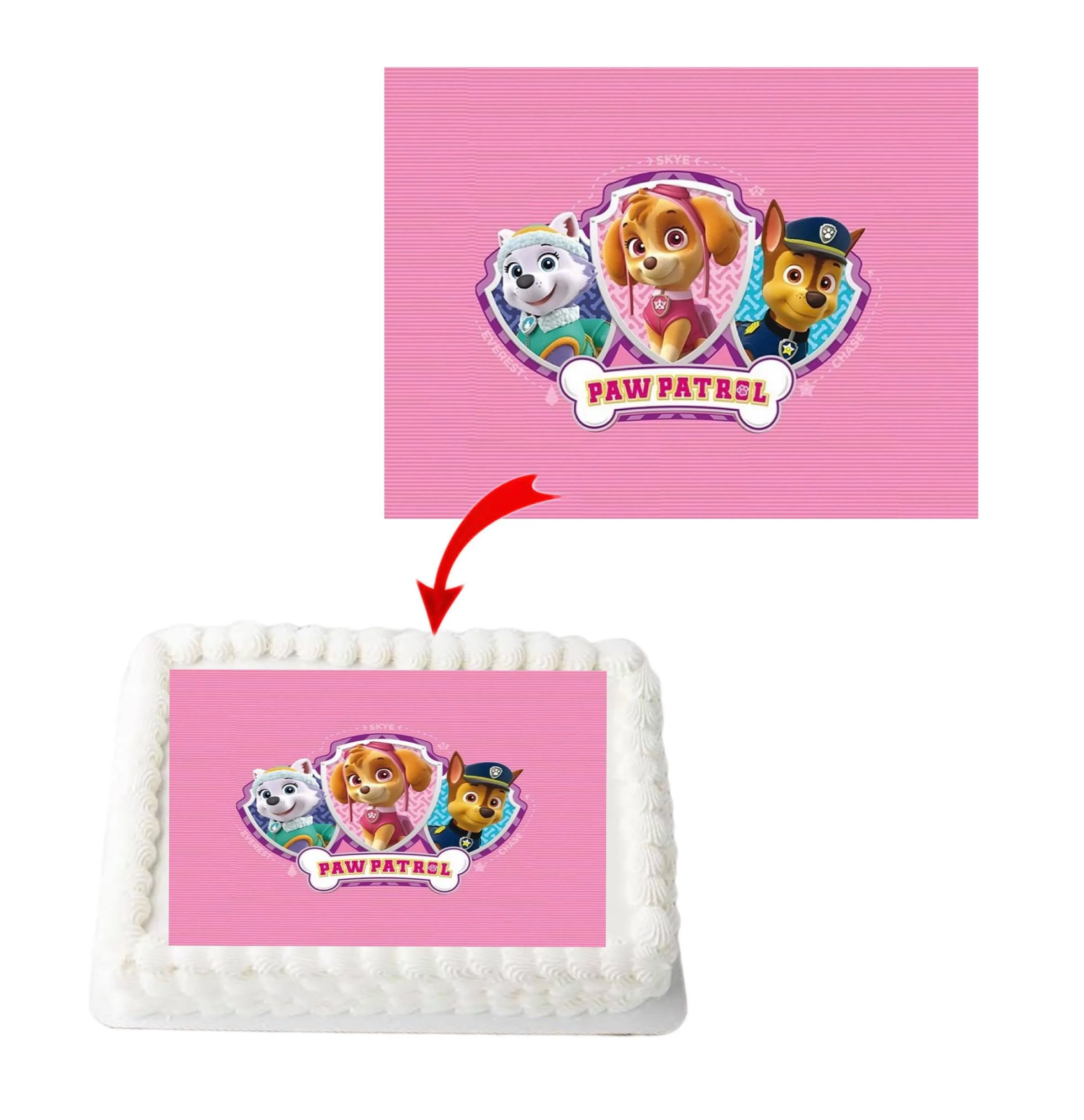 Paw Patrol Skye A4 Rectangle Birthday Cake Topper Decoration Images