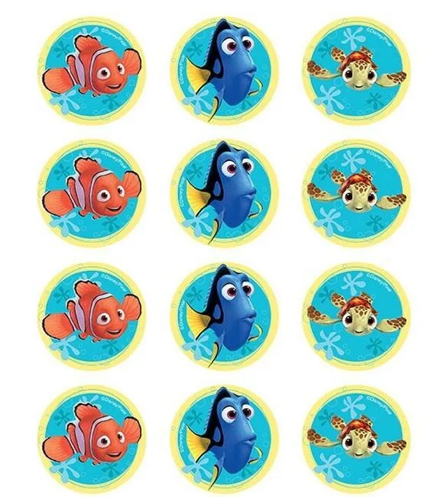 Finding Nemo Edible Cupcake Topper 4cm Round Uncut Images Decoration