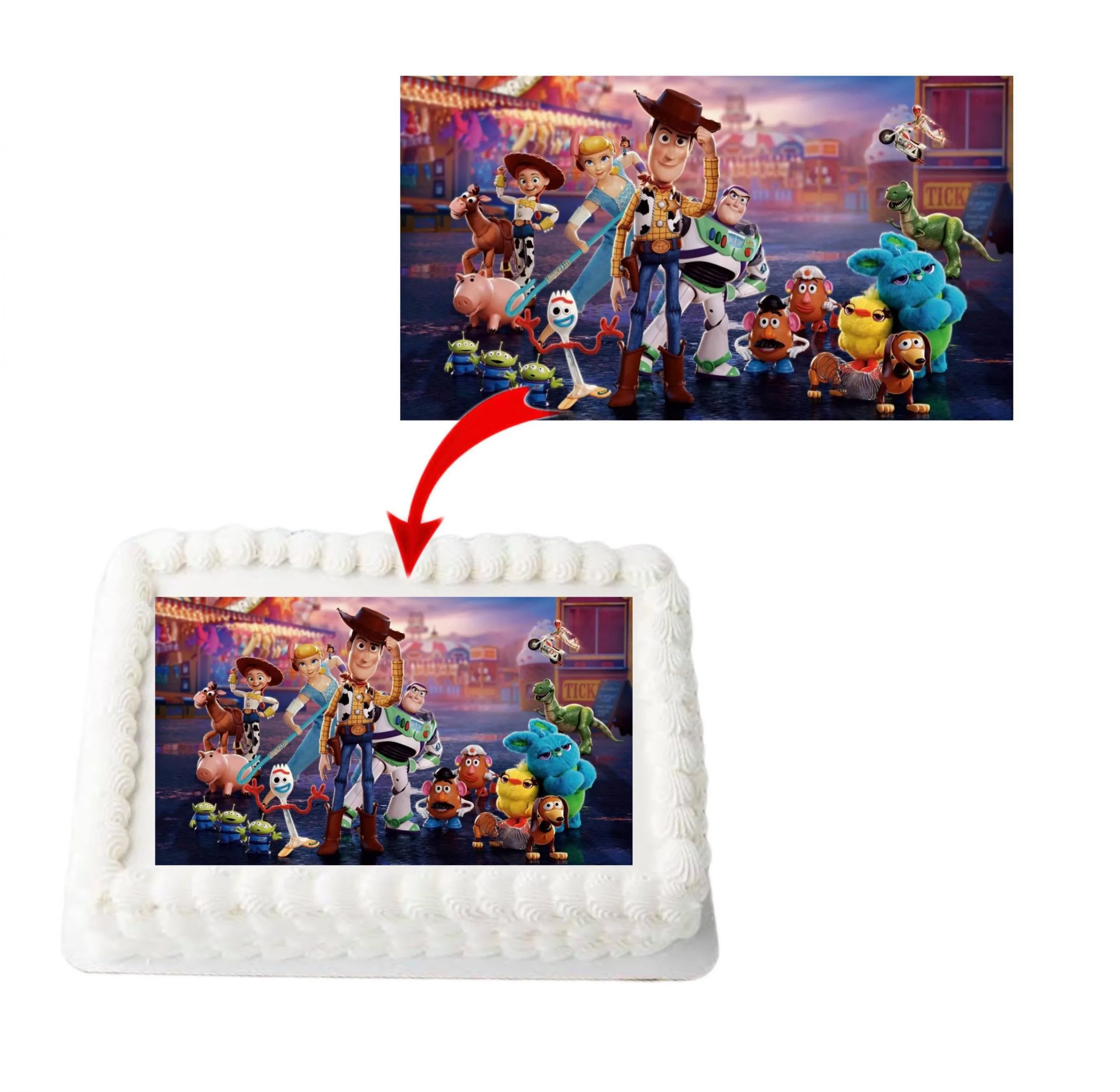 Toys Story 4 A4 Rectangle Birthday Cake Topper Decoration Images
