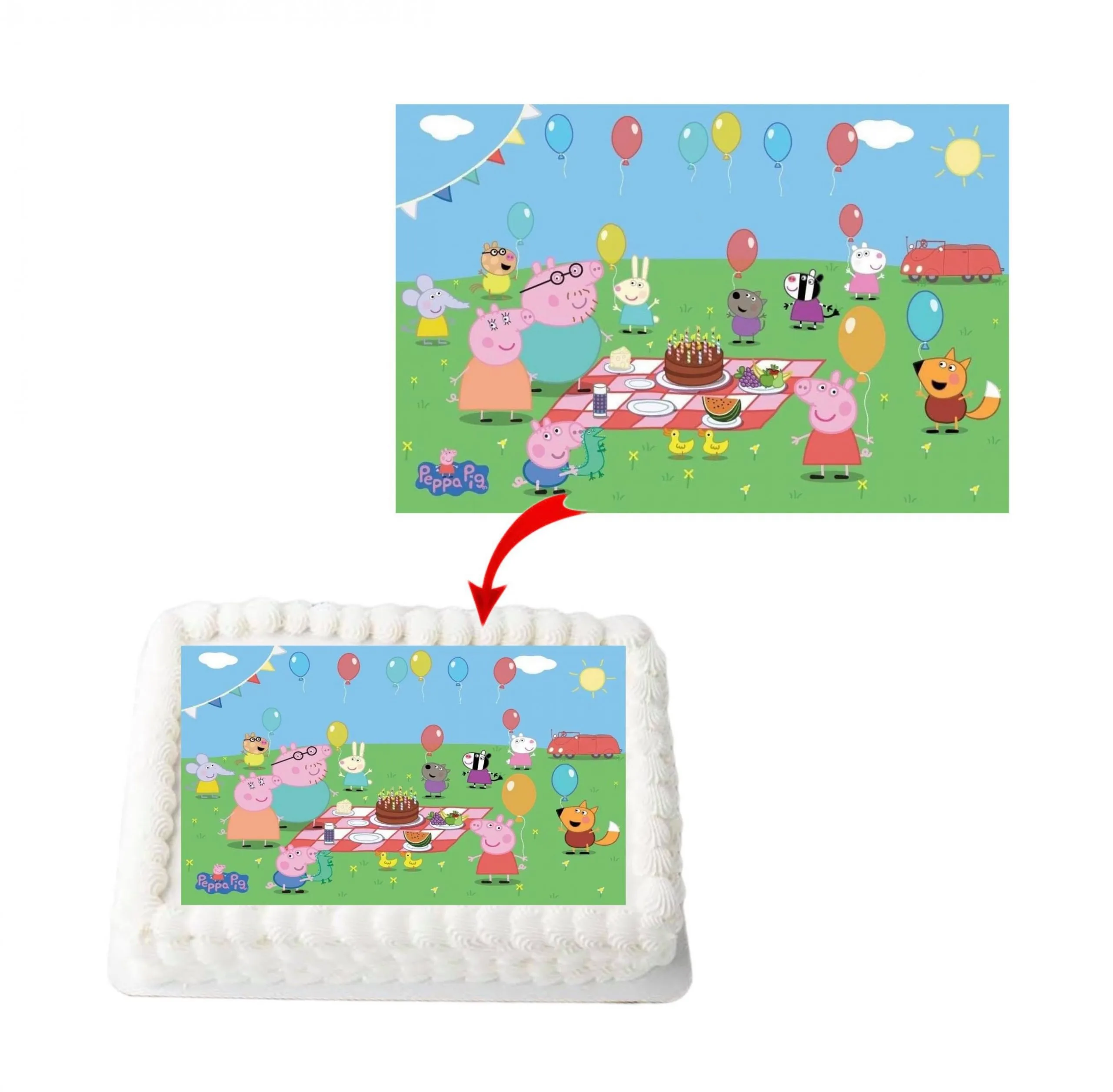 Peppa Pig #2 A4 Rectangle Birthday Cake Topper Decoration Images