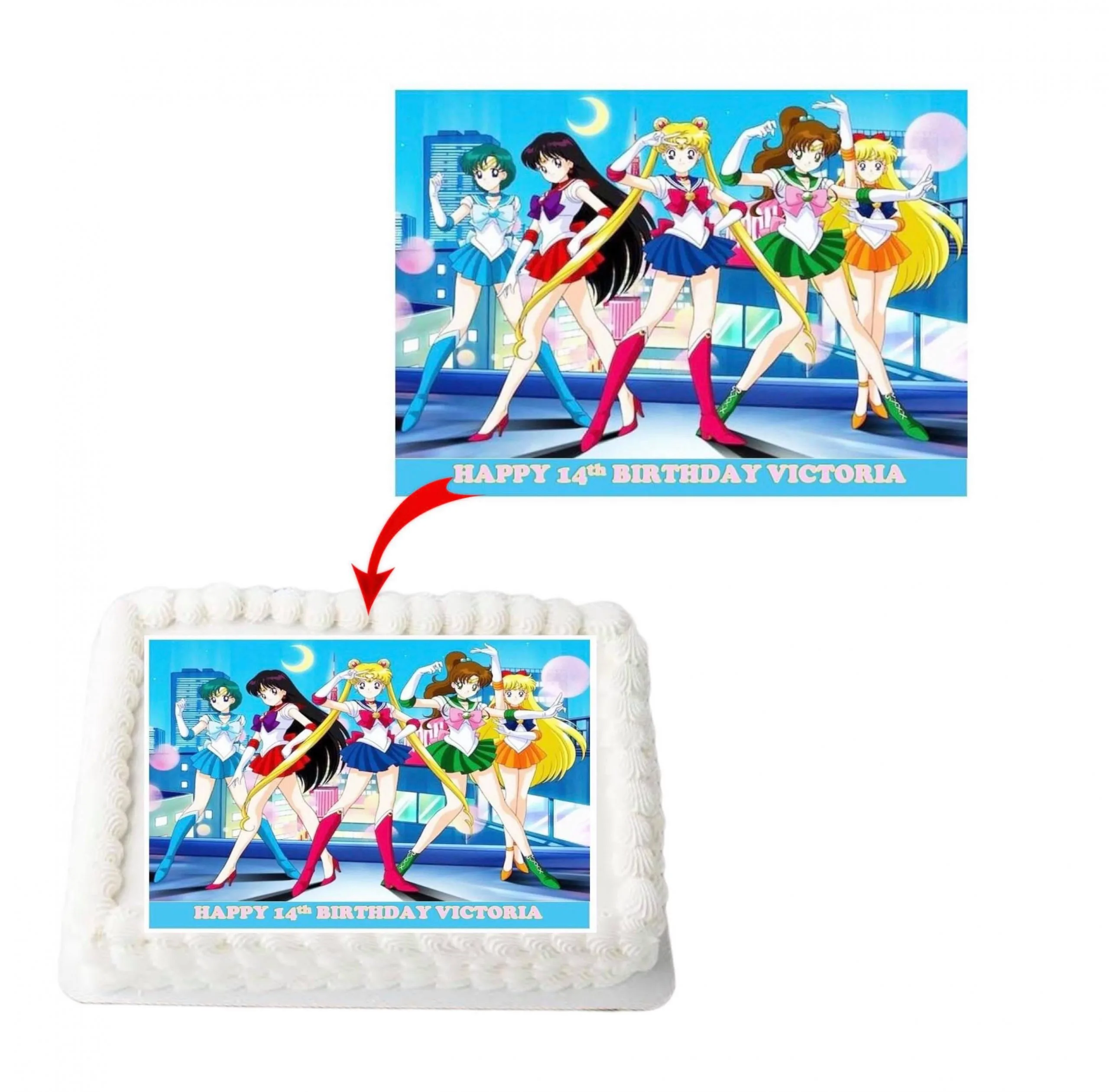 Sailor Moon Personalized Edible A4 Rectangle Size Birthday Cake Topper Decoration Images