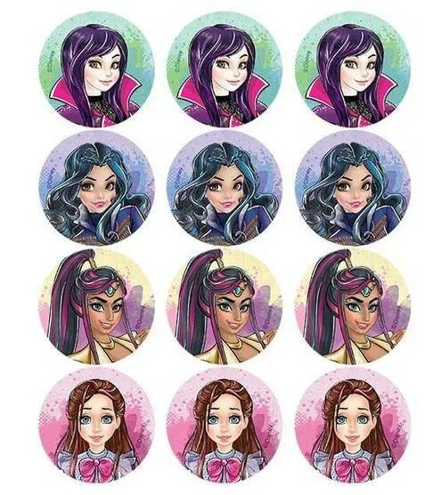 Descendant Edible Cupcake Topper 4cm Round Uncut Images Decoration