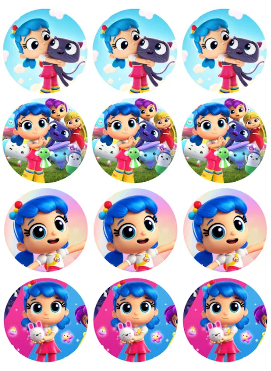 True The Rainbow Kingdom Edible Cupcake Topper 4cm Round Uncut Images Decoration