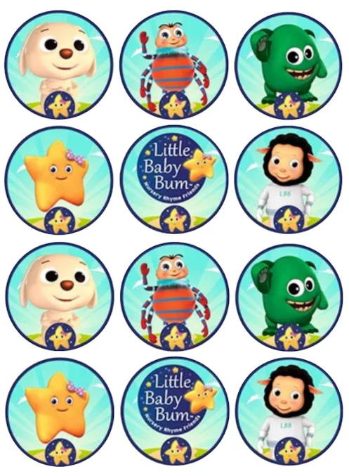 Little Baby Bum Edible Cupcake Topper 4cm Round Uncut Images Decoration