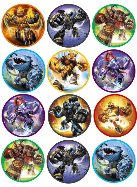 Skylanders Edible Cupcake Topper 4cm Round Uncut Images Decoration