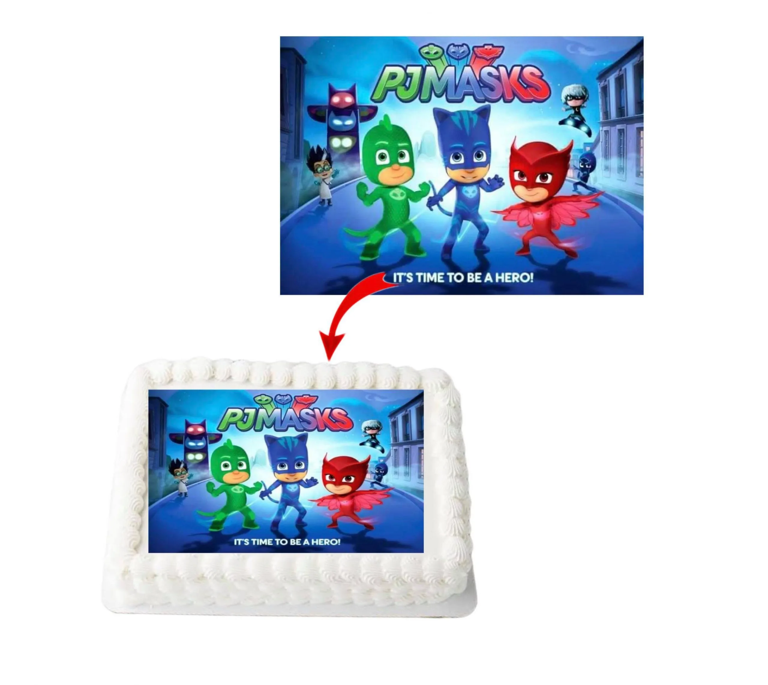 Pj Mask A4 Rectangle Birthday Cake Topper Decoration Images