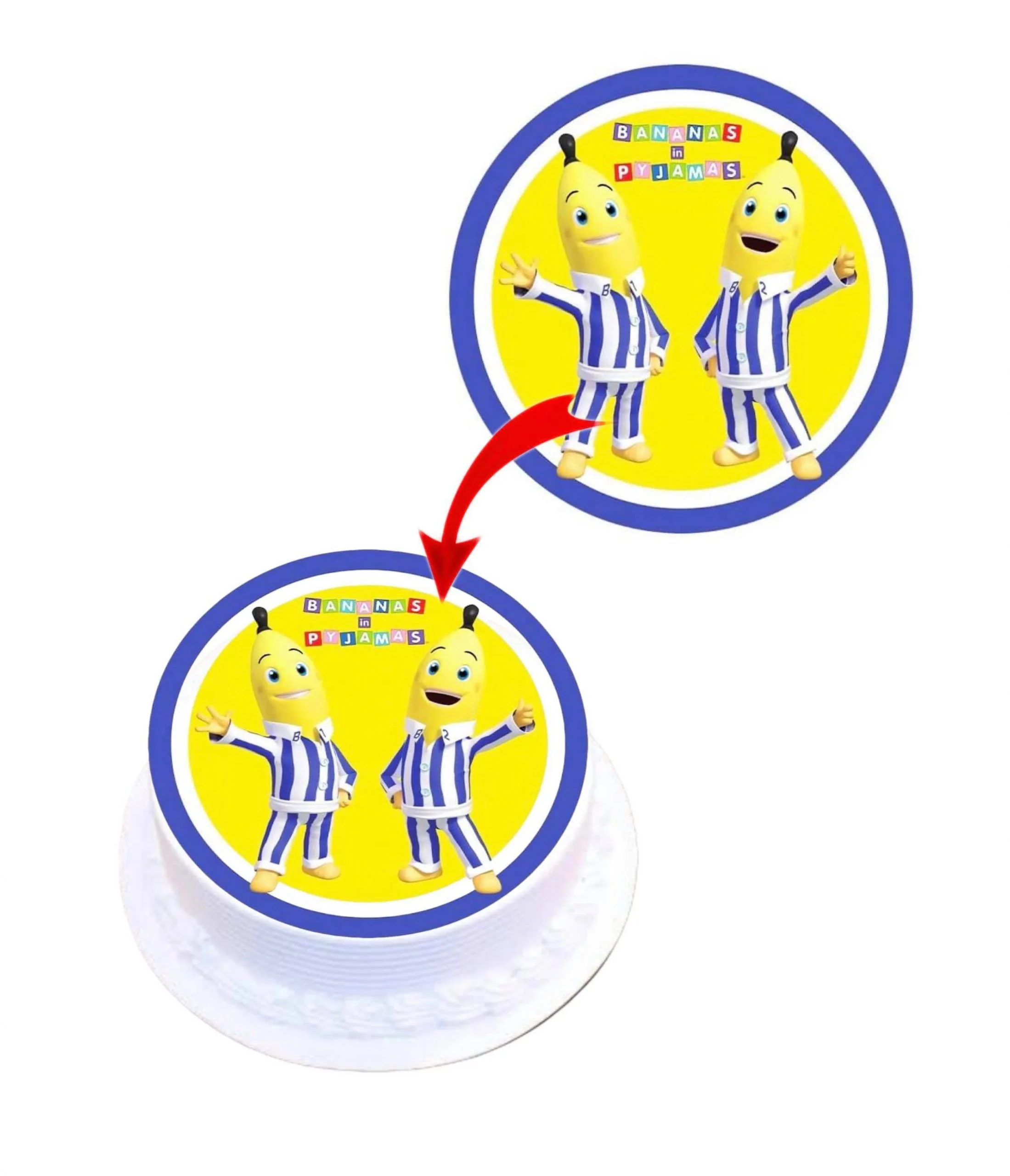 Bananas in Pyjamas Edible Cake Topper Round Images Cake Decoration