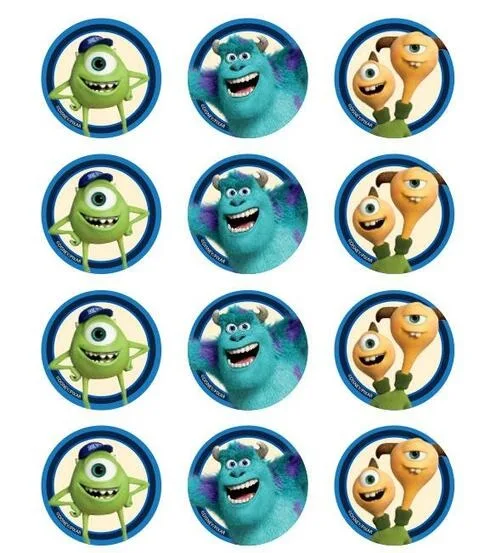 Monster Inc Edible Cupcake Topper 4cm Round Uncut Images Decoration