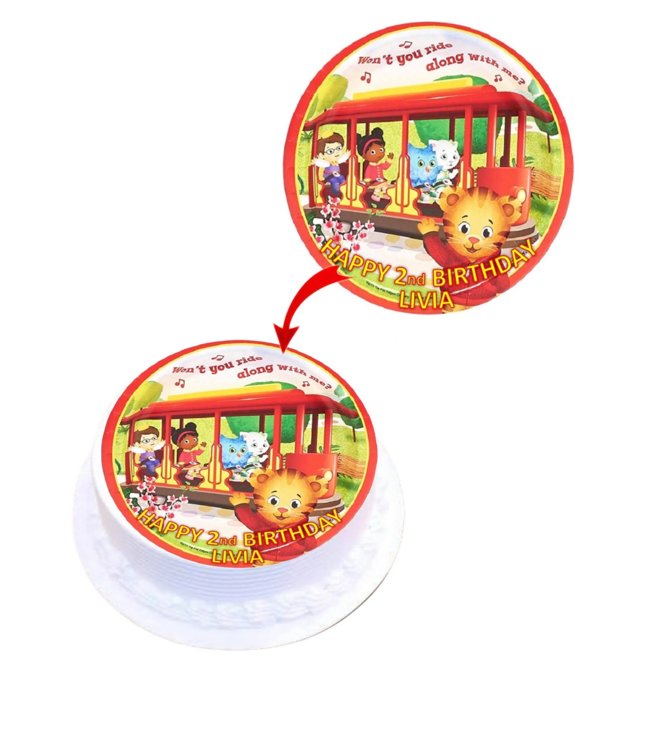 Daniel Tiger Personalised Round Edible Cake Topper Decoration Images