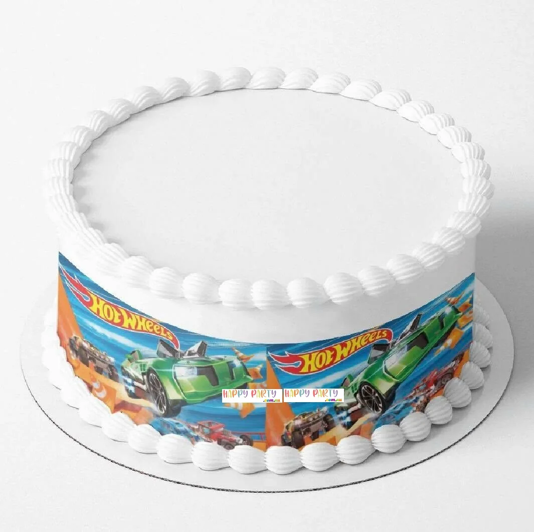 Hot Wheels A4 Rectangle CAKE WRAP Around The Cake Edible Images Topper