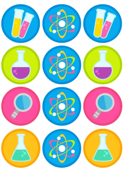 Science Edible Cupcake Topper 4cm Round Uncut Images Decoration