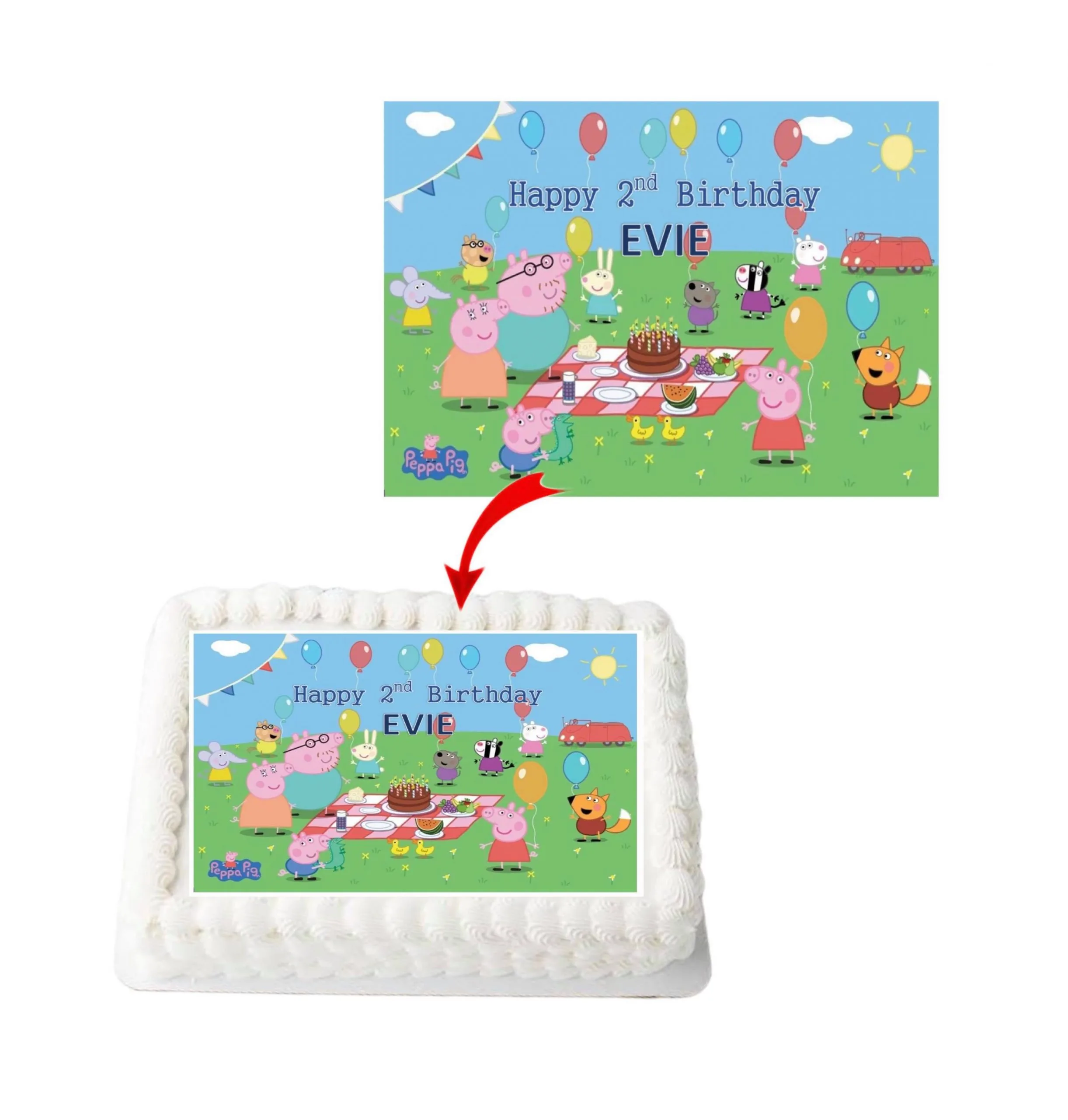 Peppa Pig #2 Personalized Edible A4 Rectangle Size Birthday Cake Topper Decoration Images