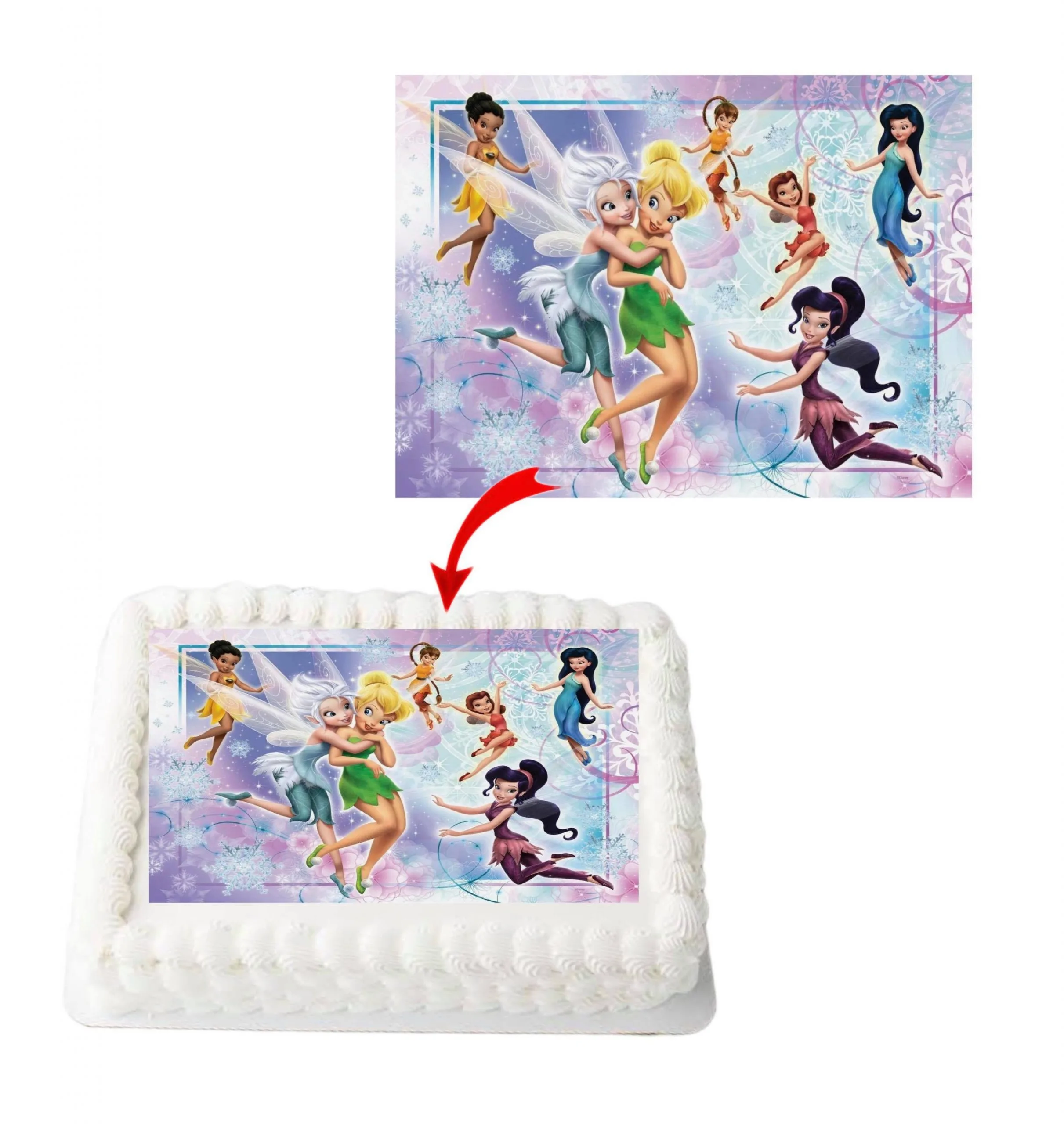 Fairy Tinkerbell A4 Rectangle Birthday Cake Topper Decoration Images