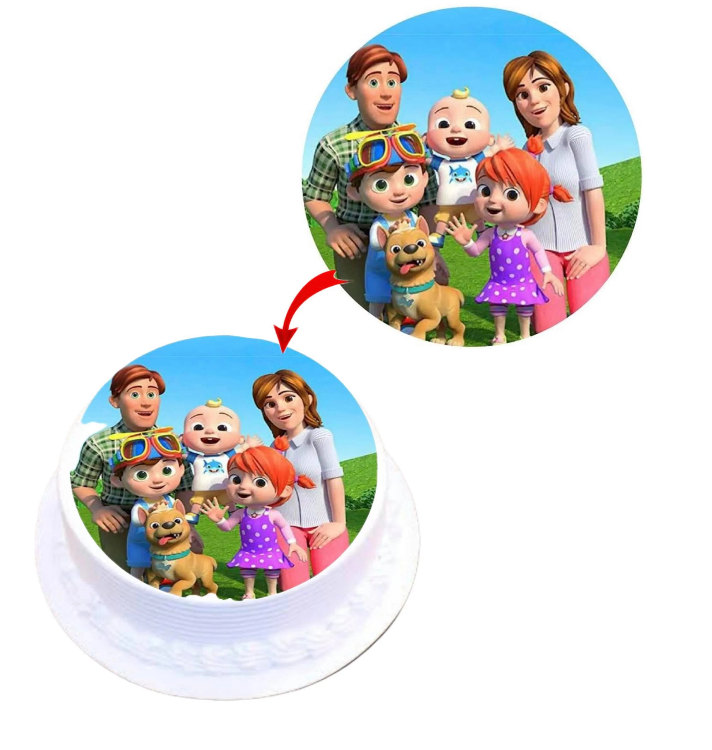 Cocomelon Family Edible Cake Topper Round Images Cake Decoration