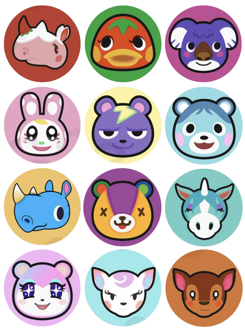 Animal Crossing Edible Cupcake Topper 4cm Round Uncut Images Decoration