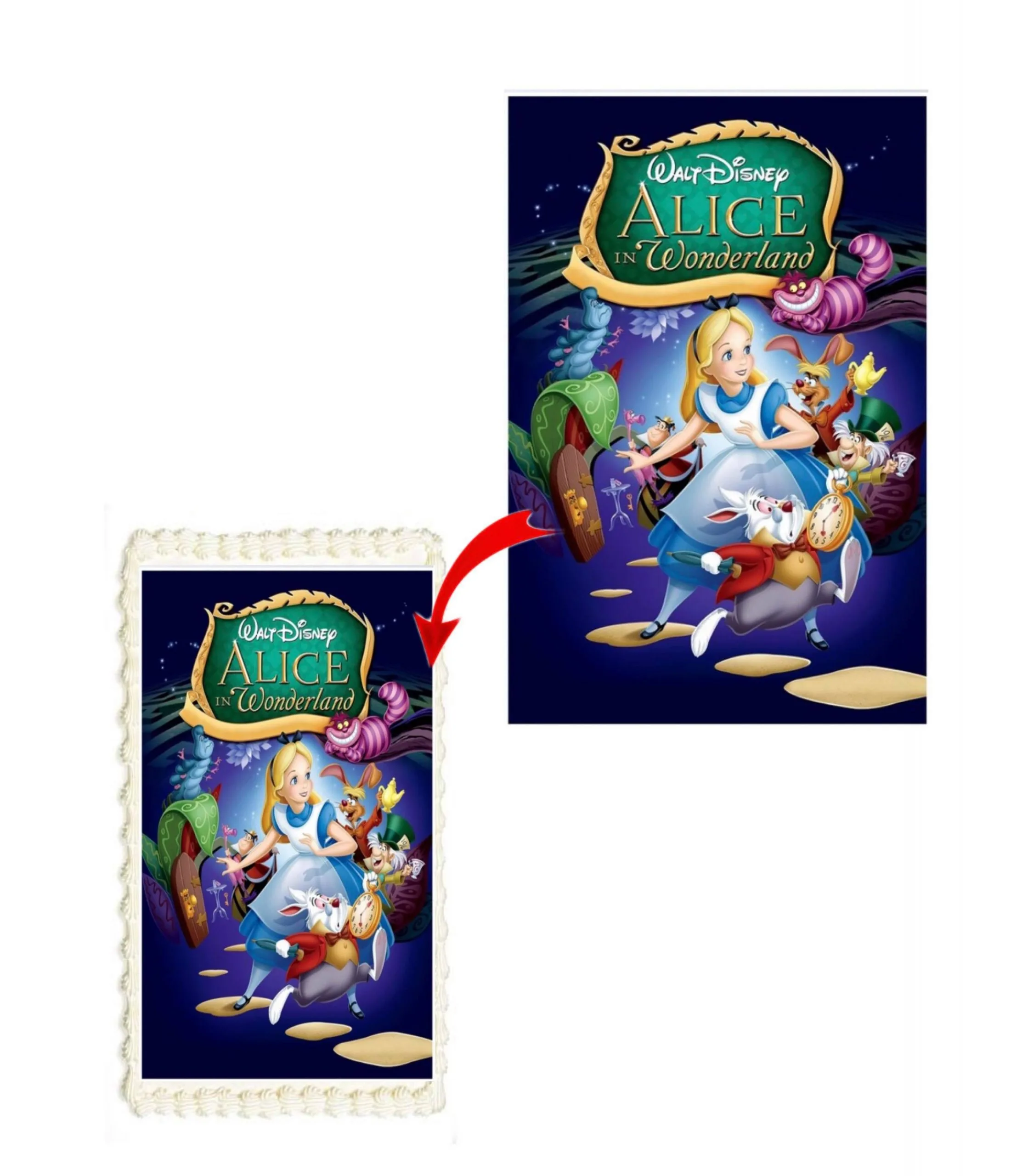 Alice in Wonderland A4 Rectangle Birthday Cake Topper Decoration Images