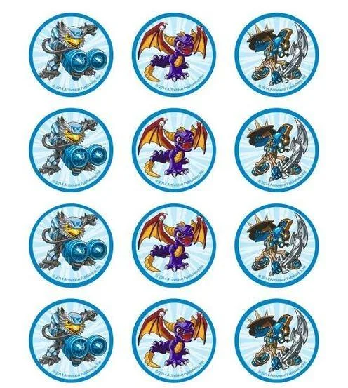 Skylanders Edible Cupcake Topper 4cm Round Uncut Images Decoration