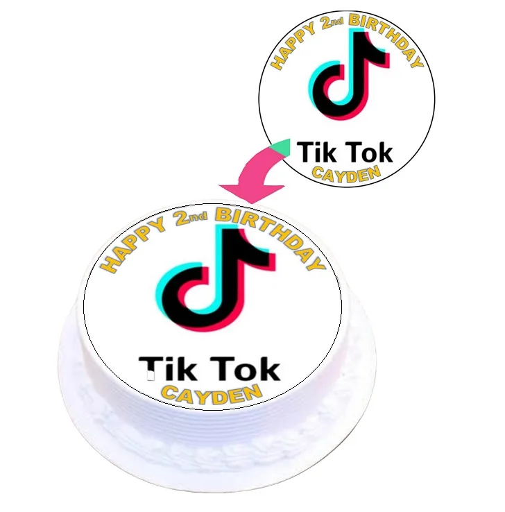 TikTok Personalised Edible Image Cake Topper Icing Topper 16.5cm Cake Decoration