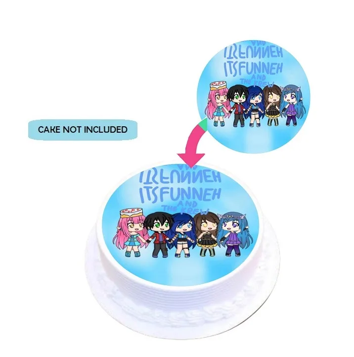 Its Funneh Gotcha Life Edible Cake Topper Round Images Cake Decoration