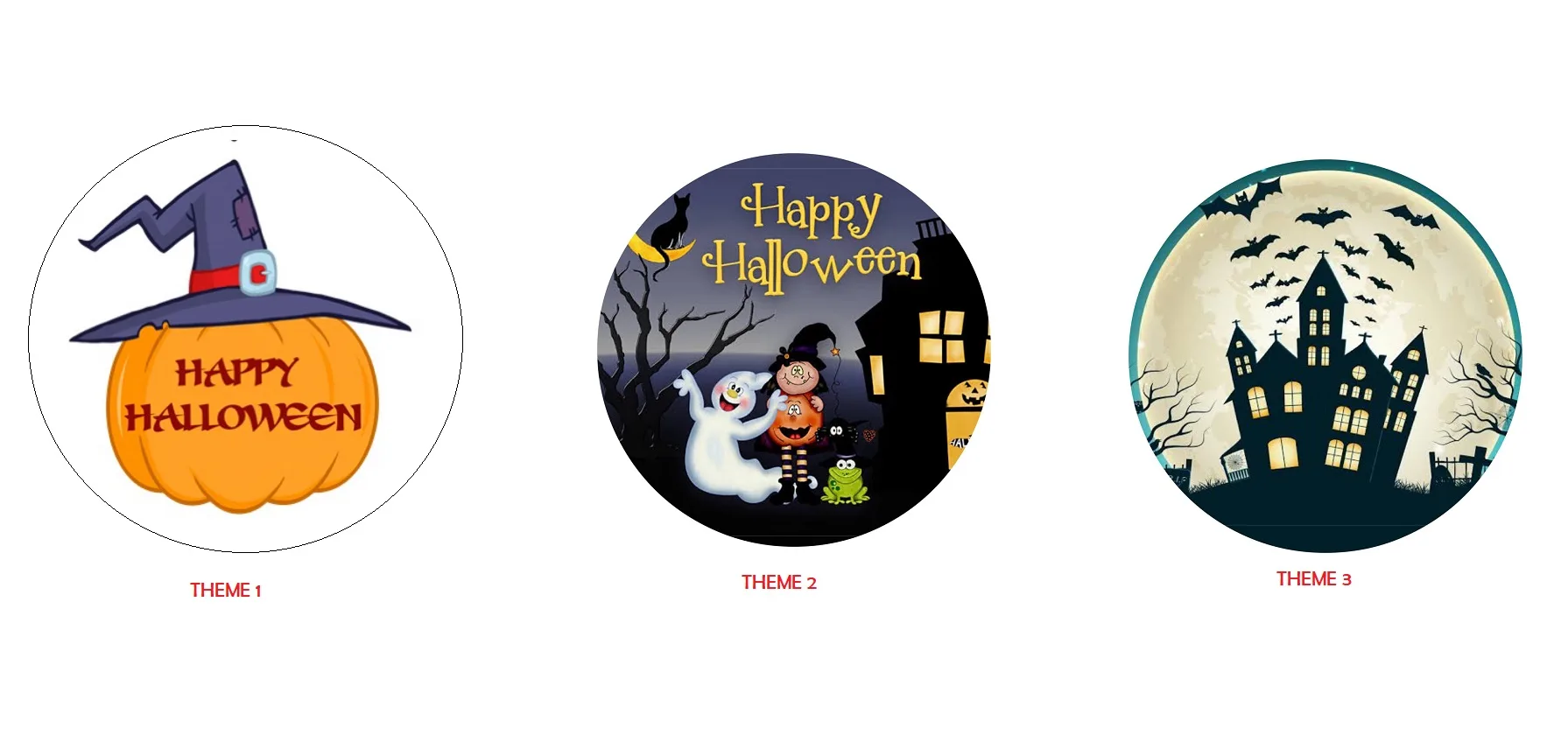 Halloween Theme Edible Birthday Cake Topper Decoration Round Image 16.5cm