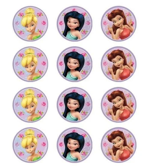 Fairy Tinkerbell Edible Cupcake Topper 4cm Round Uncut Images Decoration
