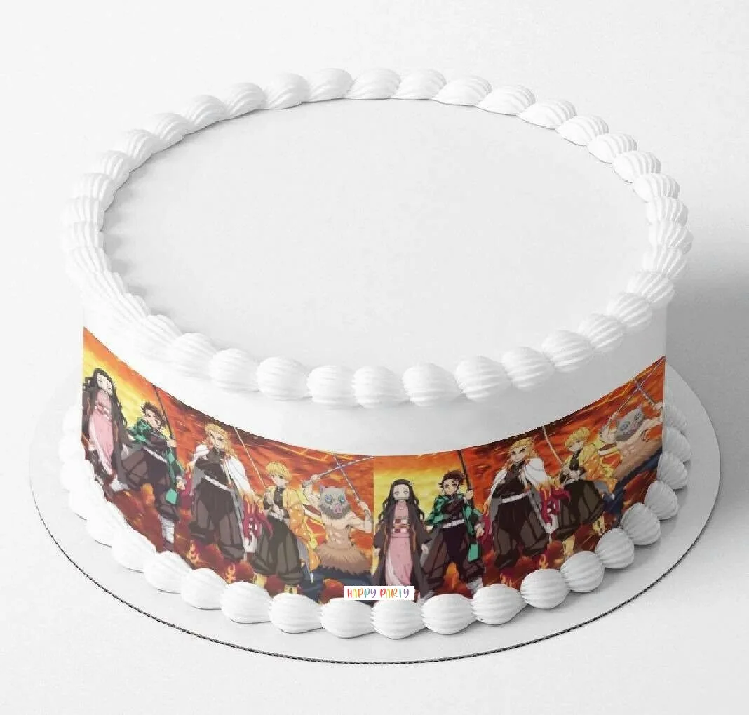 Demon Slayers A4 Rectangle CAKE WRAP Around The Cake Edible Images Topper