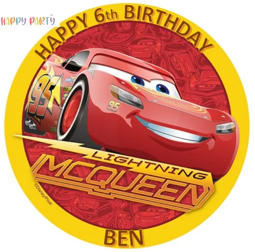 Lightning McQueen Personalised Edible Cake Topper Decoration Images