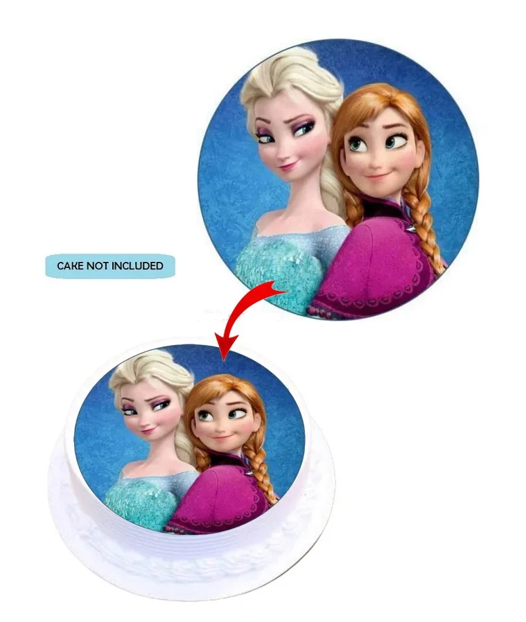 Frozen Elsa Anna Edible Cake Topper Round Images Cake Decoration