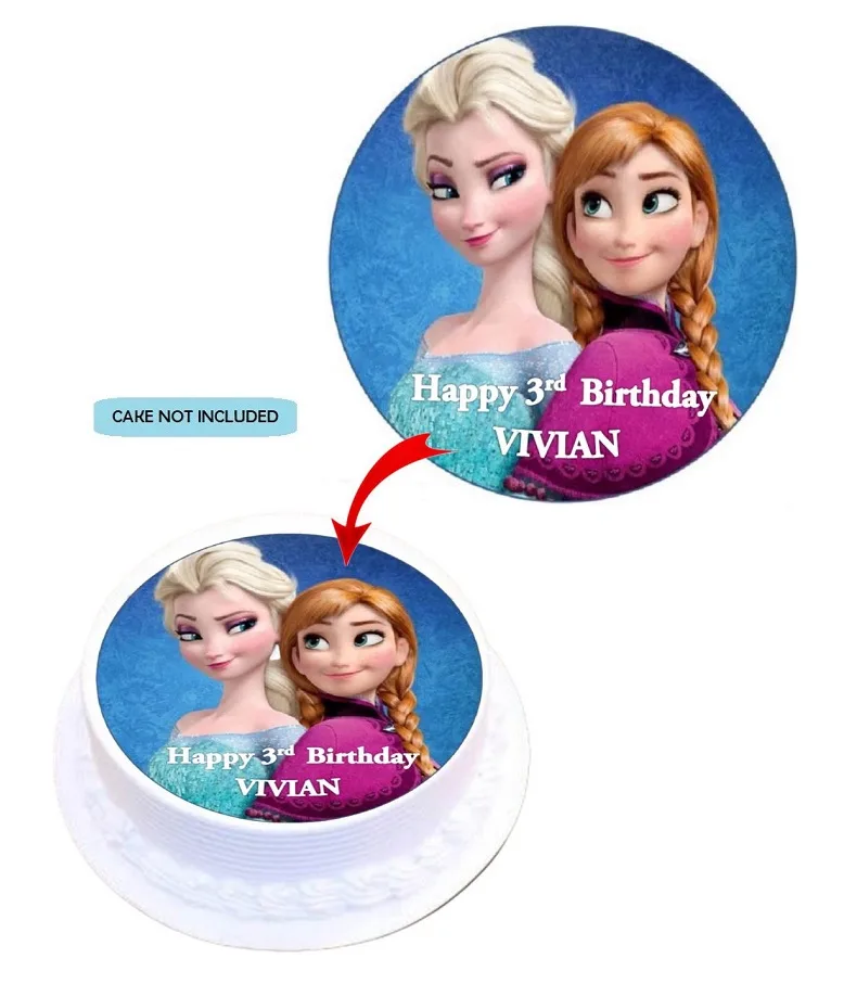 Frozen Elsa Anna Personalised Edible Cake Topper Decoration Images